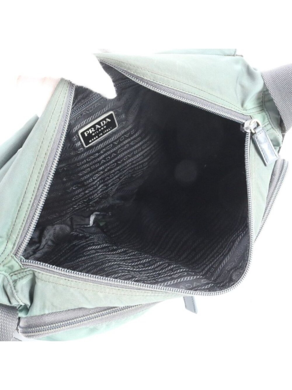 ★SOLD★ Prada Tessuto Nylon Triangle Logo Leather Shoulder Bag Crossbody - Picture 7 of 11